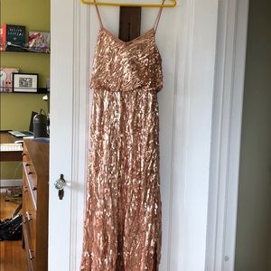 Bhldn/Donna Morgan rose gold sequins dress